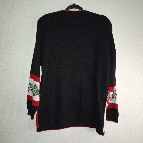 Vtg Nutcracker Ugly Christmas Sweater Tree Presents Snowflake Bell Sz L *Stain - Picture 2 of 10